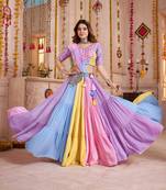 LAVENDER PINK EMBROIDERED & REAL MIRROR WORK VISCOSE COTTON MARRIAGE FUNCTION PARTY WEAR FESTIVAL STITCHED LEHENGA CHOLI