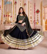 BLACK GAMTHI LACE & LAMPI KODI WORK VISCOSE COTTON TRADITIONAL NAVRATRI FESTIVAL STITCHED LEHENGA CHOLI