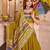 FLUORESCENT GREEN THREAD EMBROIDERED & MIRROR WORK VISCOSE COTTON TRADITIONAL NAVRATRI FESTIVAL STITCHED LEHENGA CHOLI