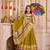 FLUORESCENT GREEN THREAD EMBROIDERED & MIRROR WORK VISCOSE COTTON TRADITIONAL NAVRATRI FESTIVAL STITCHED LEHENGA CHOLI