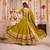FLUORESCENT GREEN THREAD EMBROIDERED & MIRROR WORK VISCOSE COTTON TRADITIONAL NAVRATRI FESTIVAL STITCHED LEHENGA CHOLI