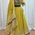 FLUORESCENT GREEN THREAD EMBROIDERED & MIRROR WORK VISCOSE COTTON TRADITIONAL NAVRATRI FESTIVAL STITCHED LEHENGA CHOLI