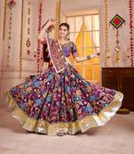 PURPLE KUTCHI EMBROIDERED & MIRROR WORK VISCOSE COTTON TRADITIONAL NAVRATRI FESTIVAL GARBA STITCHED LEHENGA CHOLI