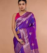 Purple Colour Blended Silk Saree with running blouse piece