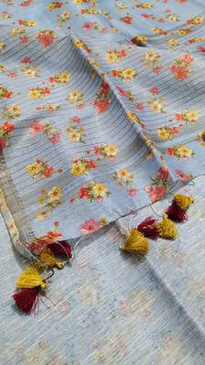 Digital printed  handloom linen saree 1