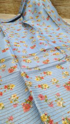 Digital printed  handloom linen saree 2