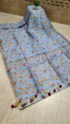 Digital printed  handloom linen saree 3