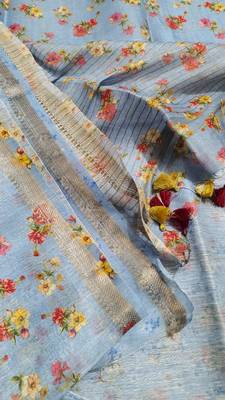 Digital printed  handloom linen saree 4
