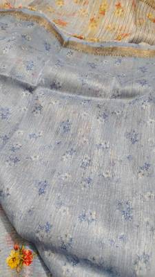 Digital printed  handloom linen saree 5