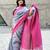 Grey handloom linen with contrast pink border