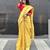 Golden handloom tissue linen saree without Blouse
