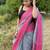 Grey handloom linen with contrast pink border