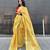 Golden handloom tissue linen saree without Blouse