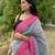 Grey handloom linen with contrast pink border