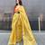 Golden handloom tissue linen saree without Blouse