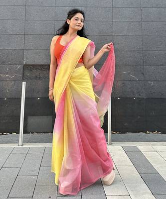 Multicolor organza saree 1