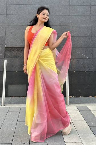 Multicolor organza saree