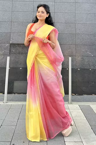 Multicolor organza saree