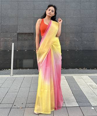 Multicolor organza saree 3