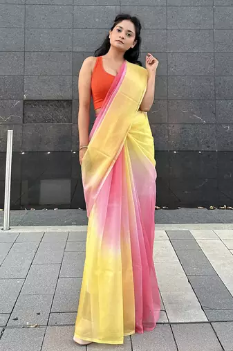 Multicolor organza saree