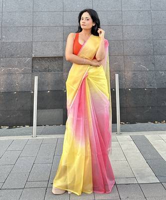 Multicolor organza saree 4