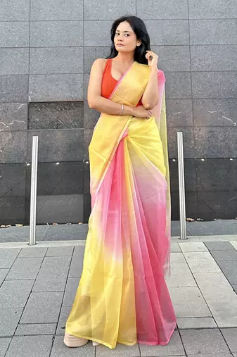 Multicolor organza saree