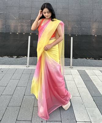 Multicolor organza saree 5