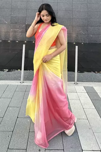 Multicolor organza saree