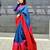 Blue handloom linen saree with contrast border