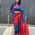 Blue handloom linen saree with contrast border