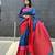 Blue handloom linen saree with contrast border