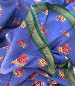 Digital printed  handloom silk linen saree