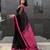 Black handwoven  linen saree with contrast pink border