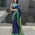 Blue handwoven  linen saree with contrast border