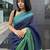 Blue handwoven  linen saree with contrast border