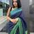 Blue handwoven  linen saree with contrast border