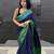 Blue handwoven  linen saree with contrast border