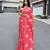 Heart embroidered red handloom linen saree
