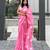 Heart embroidered pink handloom linen saree