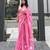 Heart embroidered pink handloom linen saree
