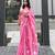 Heart embroidered pink handloom linen saree