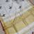 Handwoven white linen saree with embroidery work