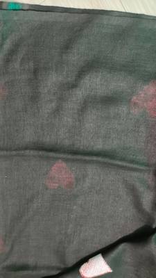 Heart embroidered black handloom linen saree 5
