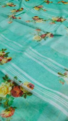 Digital printed  handloom linen saree 2