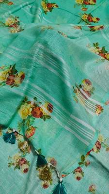 Digital printed  handloom linen saree 4