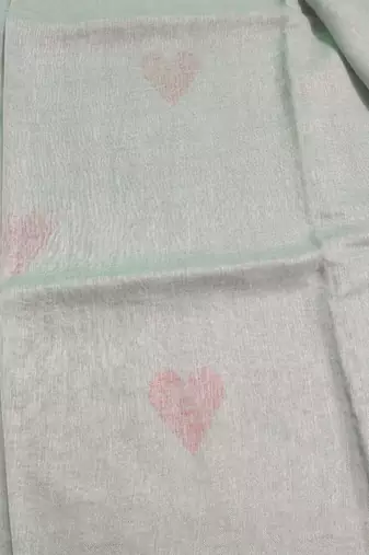 Heart embroidered grey handloom linen saree