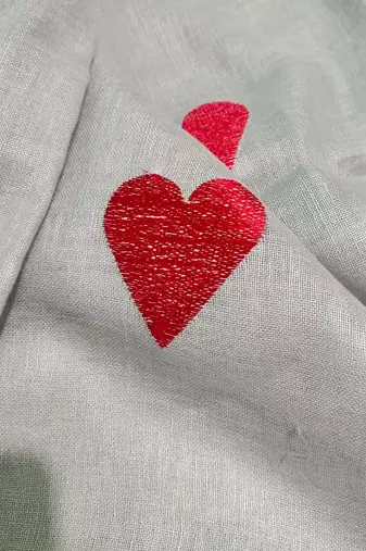 Heart embroidered grey handloom linen saree