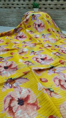 Digital printed  handloom linen saree 2