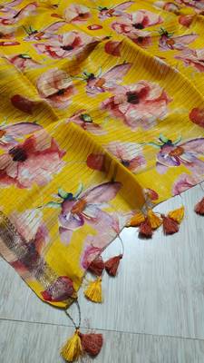Digital printed  handloom linen saree 3