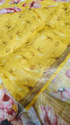 Digital printed  handloom linen saree 4